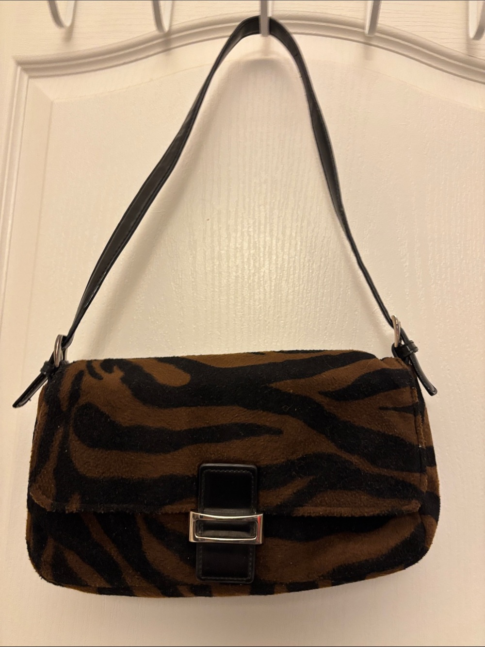 Brown and Black Zebra Print Shoulder Bag